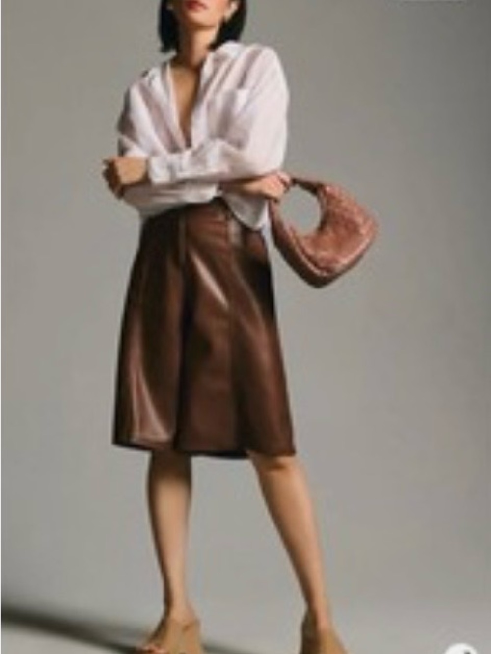 Avec Les Filles Brown Faux Leather Culottes Shorts XS NWT